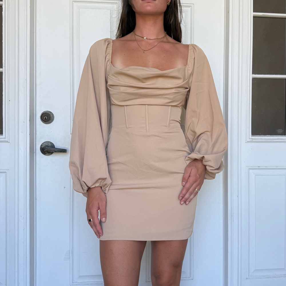 Princess Polly Beige Long Sleeve Dress